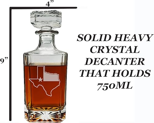 Miniatura 4 de Rogue River Tactical Decantador de whisky con diseño de bandera de Texas con tapón de vidrio hermético, regalo personalizado para hombres, papá,