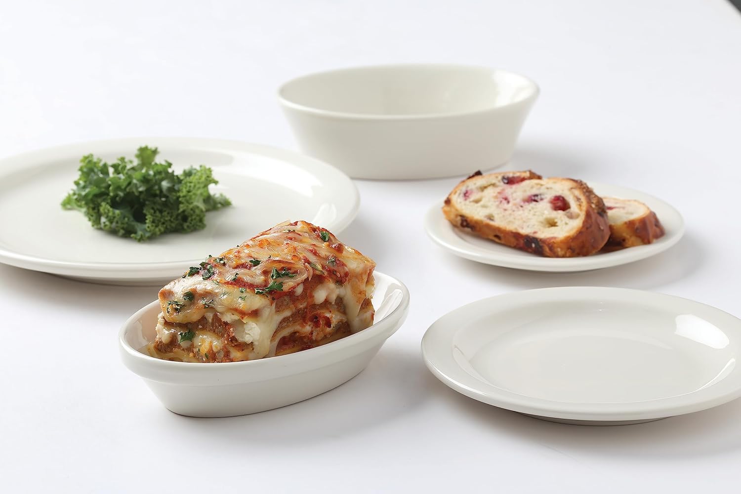 Tuxton China TNR-016 Plate, 10-1/2" Diameter, Round, Narrow Rim, Microwave and Dishwasher Safe, Oven Proof, Fully Vitrified, Ceramic, TuxCare, Healthcare, Nevada, Pack of 12