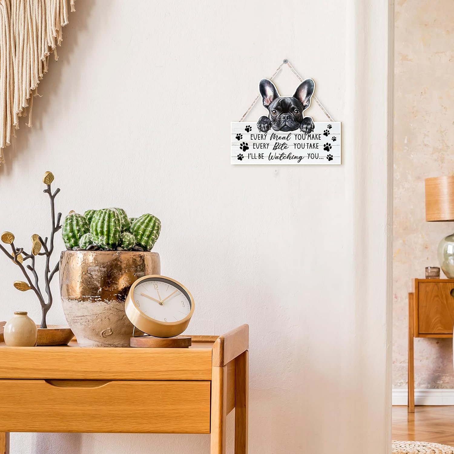 MOTERMATE French Bulldog Frenchie Dog Sign Decor Gifts for Women Men, Funny Dogs Signs Front Wall Pediments Decor for Dog Room, Dogs Wall Hanging Decor, Every Meal You Make Every Bite You Take, 8x10 Inch image 3
