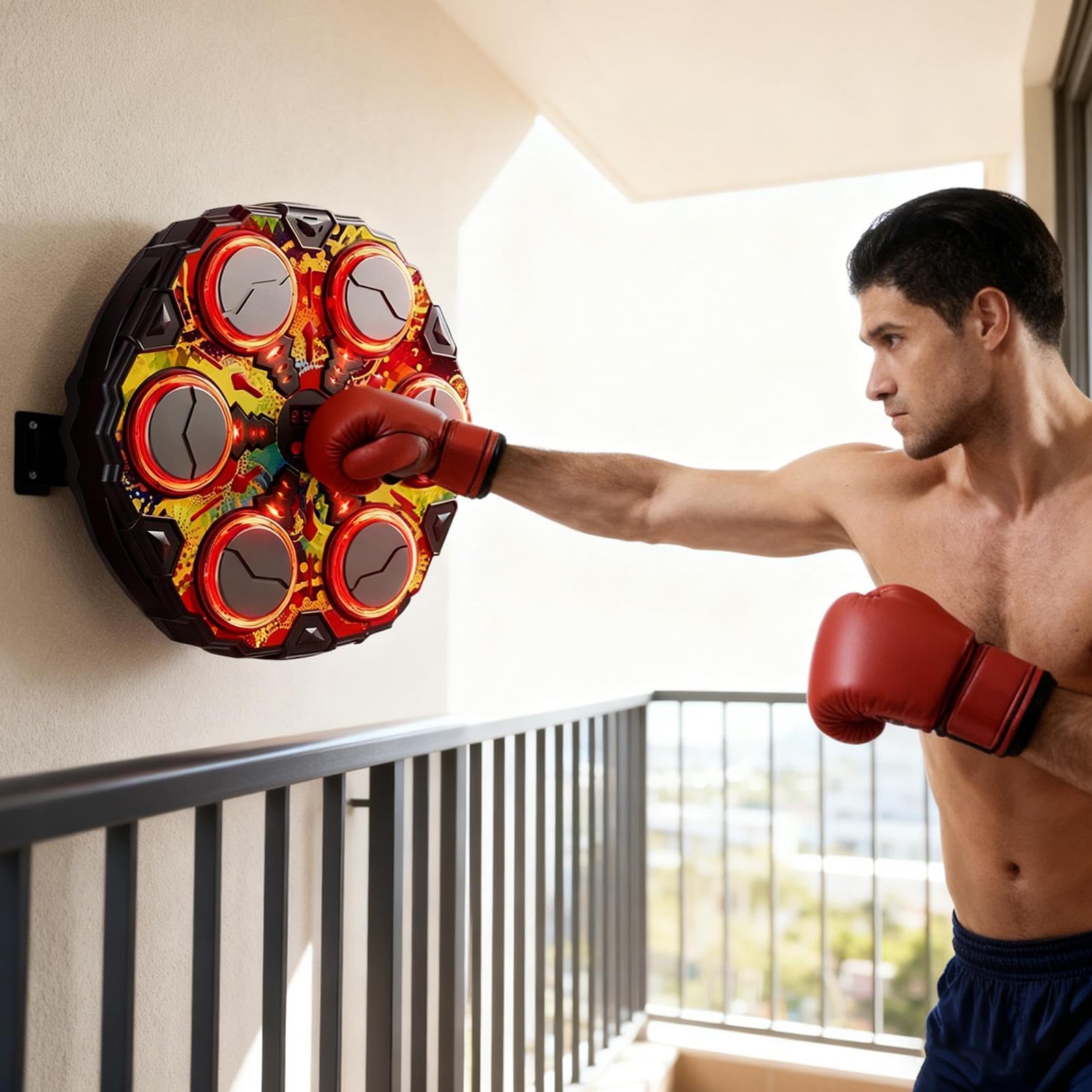 Maszyna do boksu muzycznego, sprzęt treningowy do ćwiczeń, 198 lbs Capacity Boxing Music Trainer z wyświetlaczem LED, urządzenie do ćwiczeń na ścianie z regulowaną prędkością, do biura domowego do