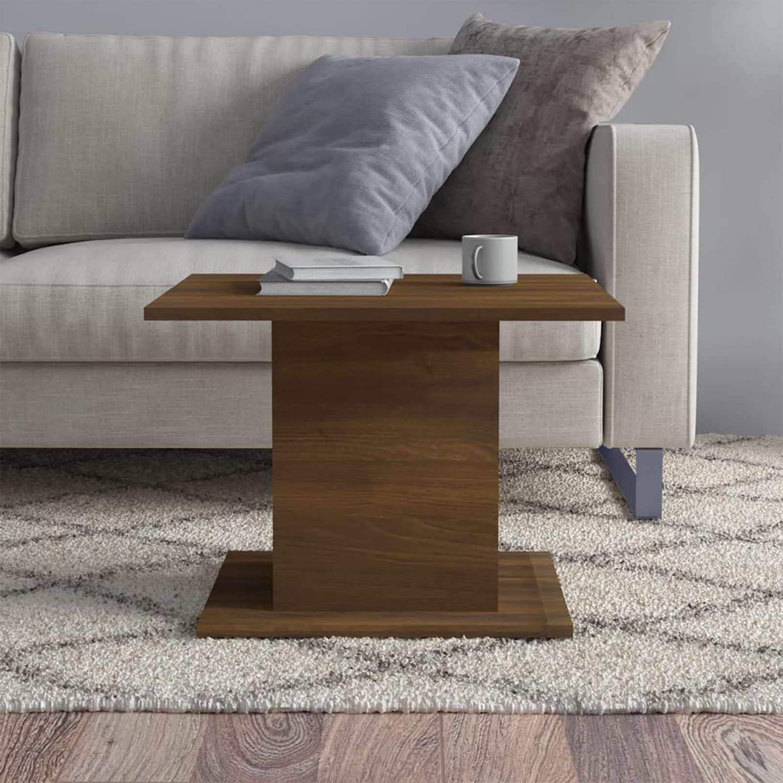 Homgoday Tavolino da caffè in rovere marrone, 55,5 x 55,5 x 40 cm, tavolino da tè per soggiorno, sala d'accoglienza degli ospiti, camera da letto e mobili da ufficio