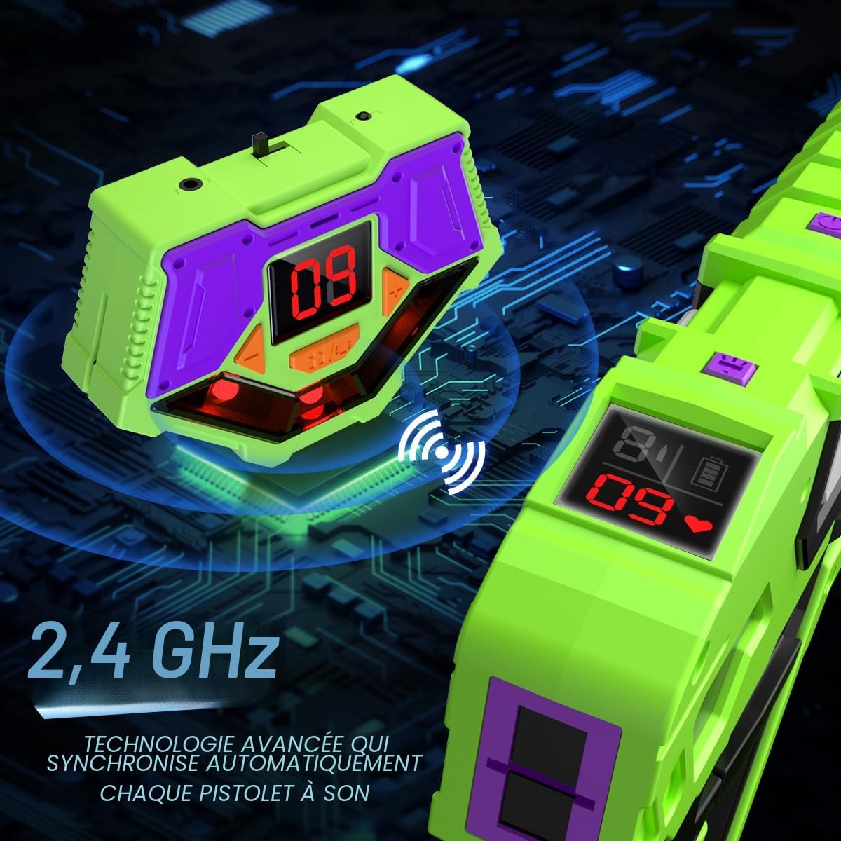VATOS 4 Paquet Rechargeables Laser Tag - 2,4 GHz Laser Tag Pistolets avec Récepteurs & Station Charge | Pistolets Infrarouges pour Enfants Adolescents Adultes Familial Activité Extérieure Intérieure