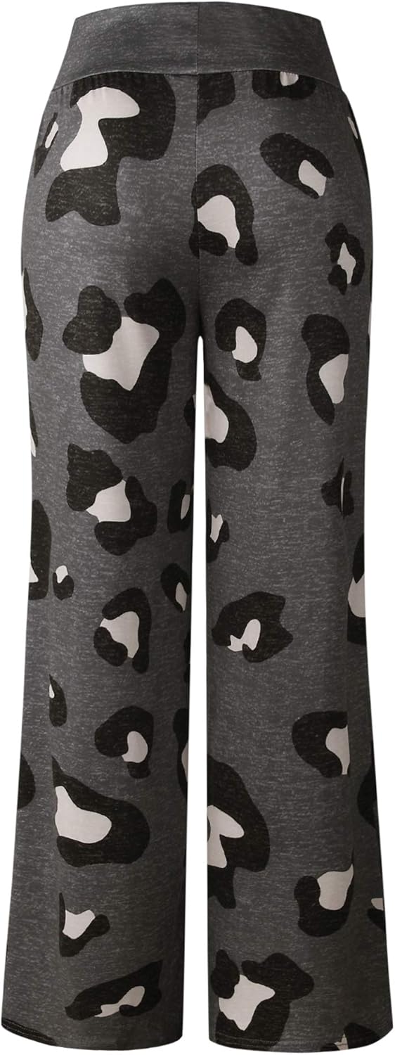 X-Image Women's Comfy Pajamas Drawstring Stretch Floral Print Long Wide Leg Lounge Pants - Image 3