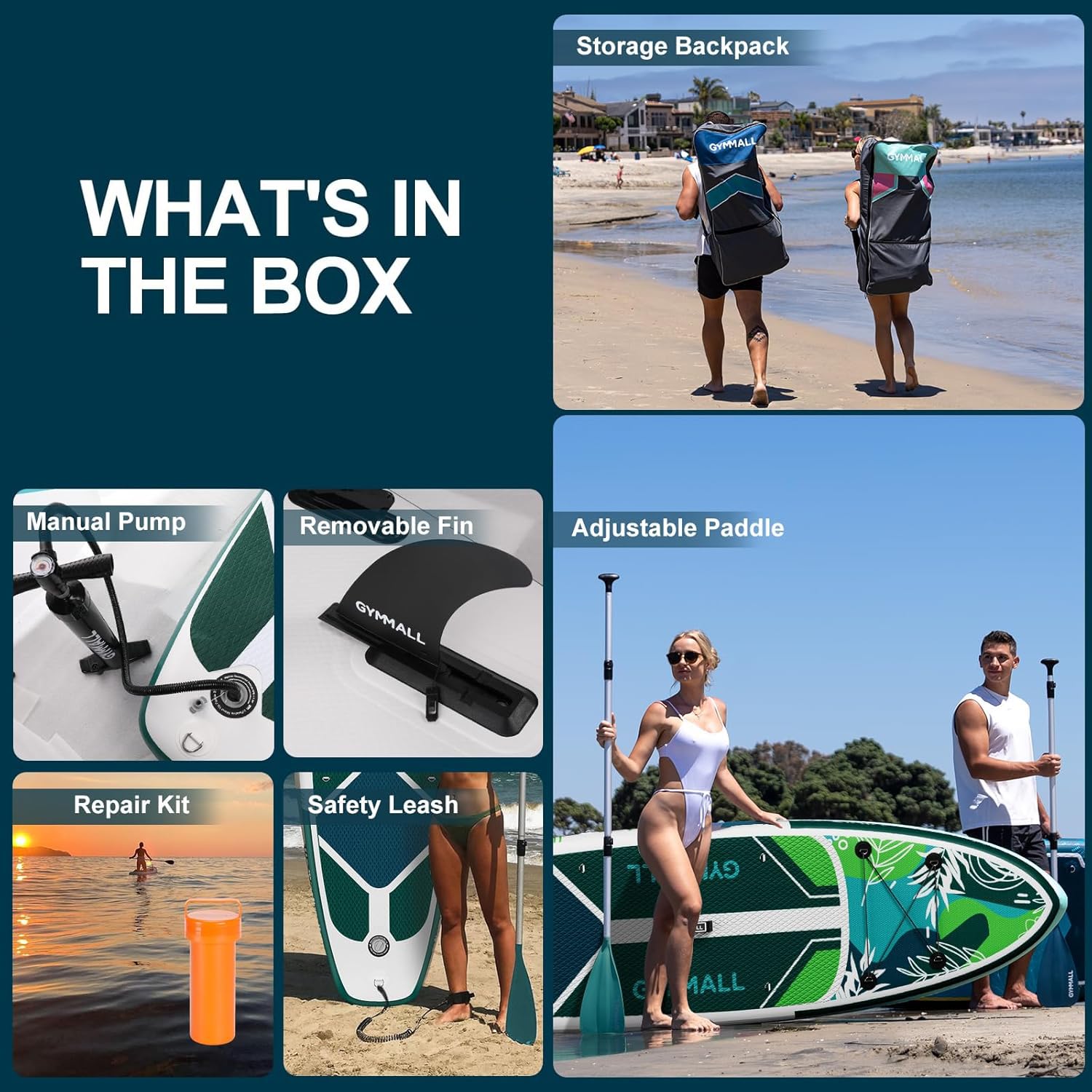 Amazon.com : GYMMALL Paddle Board, Inflatable Stand Up SUP Paddle