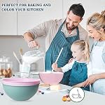Greentainer 4-Piece Ensemble de bols de mélange en plastique, 113oz Bols de service légers, Grandes Salades pour la cuisson, la préparation, la cuisine et le service de nourriture, lave-vaisselle & Micro-ondes sans danger