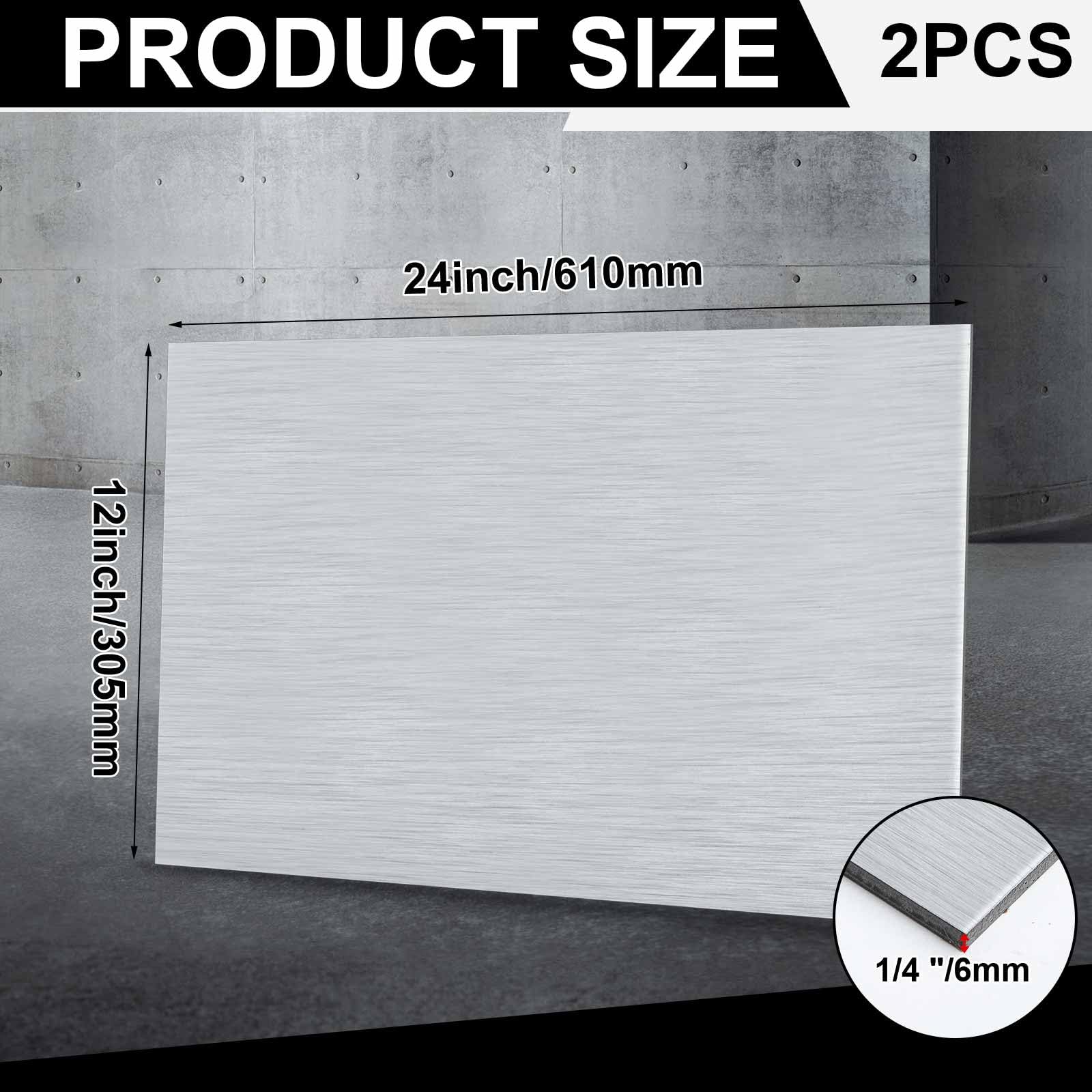 Blulu 2 Pack 1/4" Aluminum Sheets - Brushed Silver -2 Blulu 2 Pack 1/4" Aluminum Sheets - Brushed Silver -2