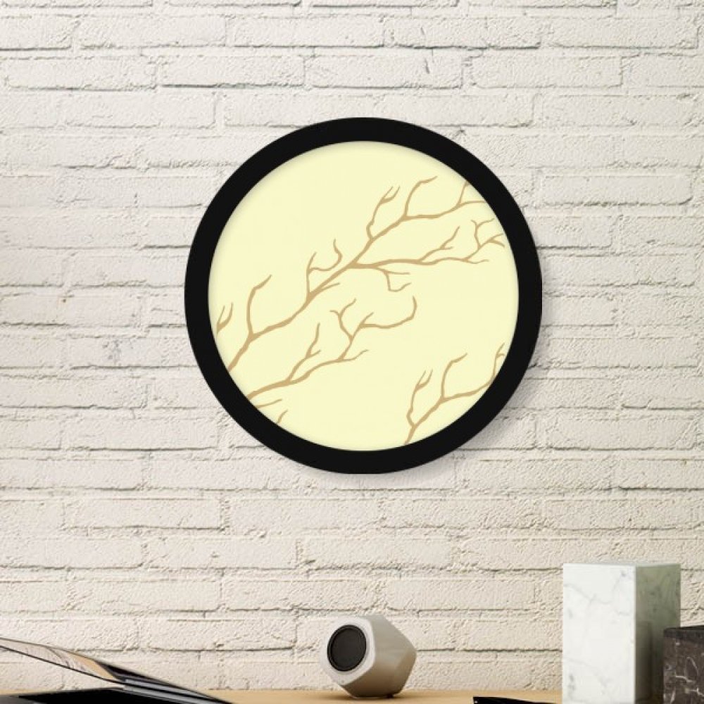Cadre photo en bois rond art plantes résumé noir