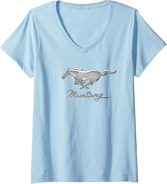 Womens Mustang Emblem V-Neck T-Shirt