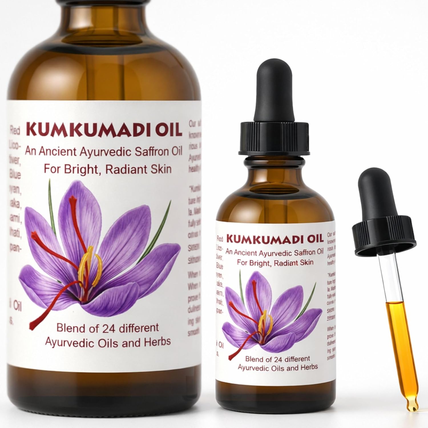 Best Nature's Cosmetics Kumkumadi Oil for Face with Saffron – Ayurvedic Facial Oil for Radiant & Even-Looking Skin - 2 Fl Oz / 60 ml