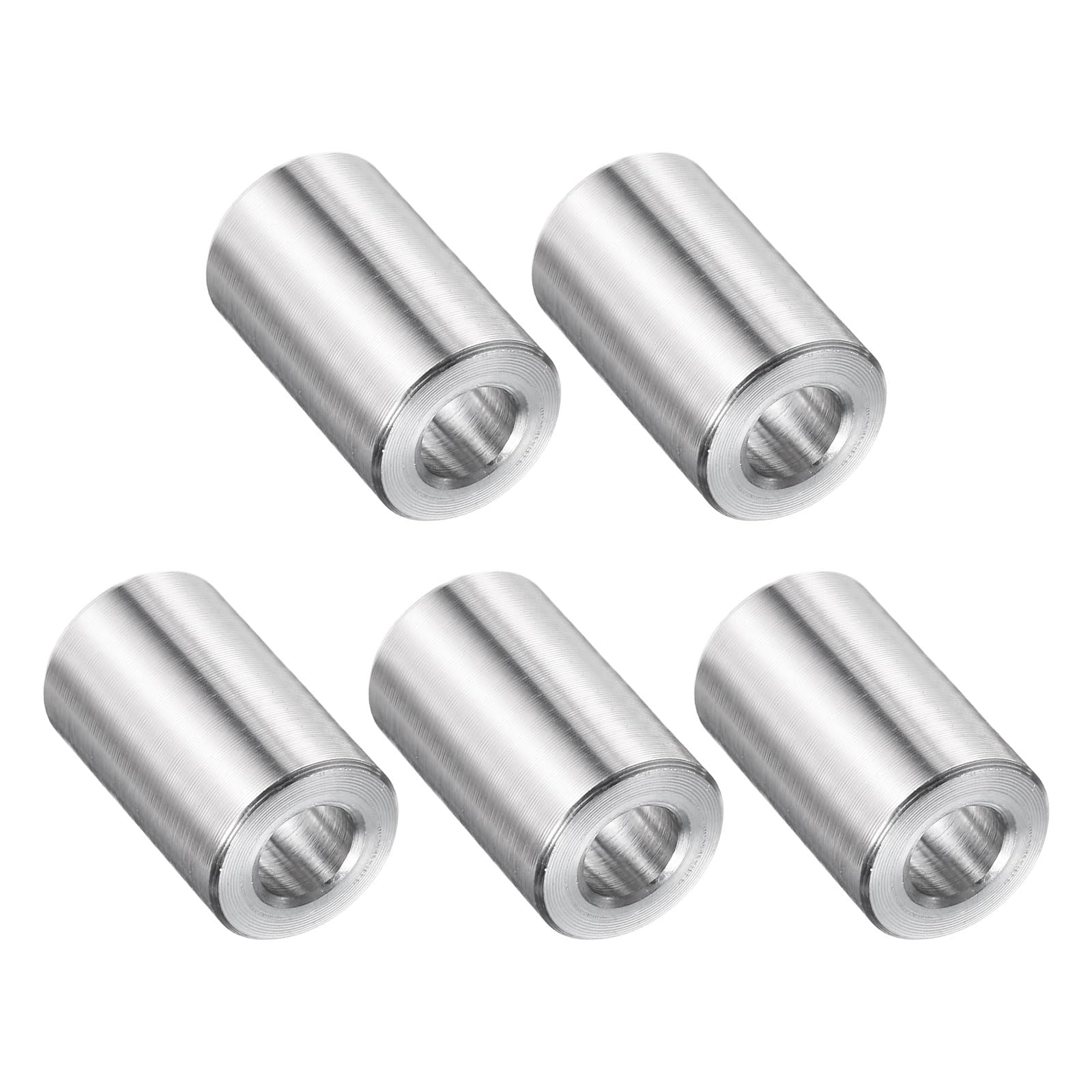 uxcell 5 Pcs Stainless Steel Spacer 1/4" Bore x 1/2" OD x 5/8" Length Screw Bushing Plain Finish Round Metal Spacer for 1/4" Screws Bolts and Rods