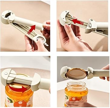 Multifunctional Retractable Bottle Opener - Adjustable Multifunctional Can Opener Jar Lid Gripper - 2024 New Jar Opener Bottle Opener for Weak Hands, Senior Arthritis (Black)