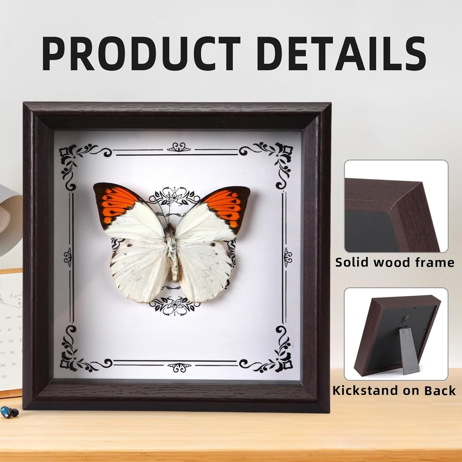 Handmade real butterfly frame, exquisite real butterfly decoration (crane top pink butterfly)