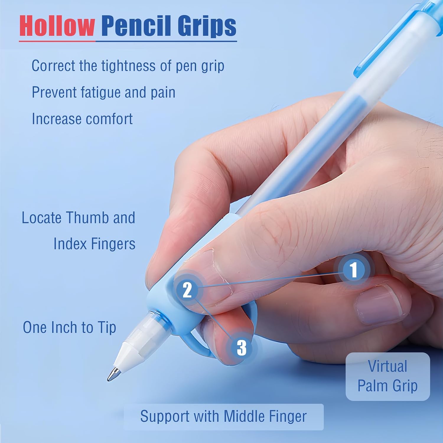 Pencil Holder with Finger Ring for Kids Writing, 20pcs 8 Colors image 5