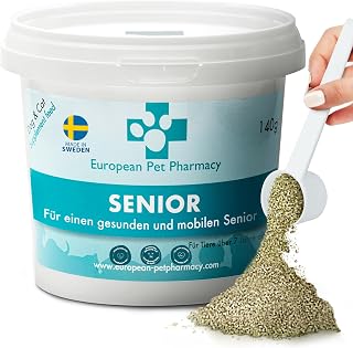 European Pet Pharmacy Senior Joint Care Hund Nahrungsergänzungsmittel Hund für Senioren – Gelenkskomplex Glucosamine Chondroitin - Joint Care für Hunde im Alter von 7+ Jahren - 140 g Pulver