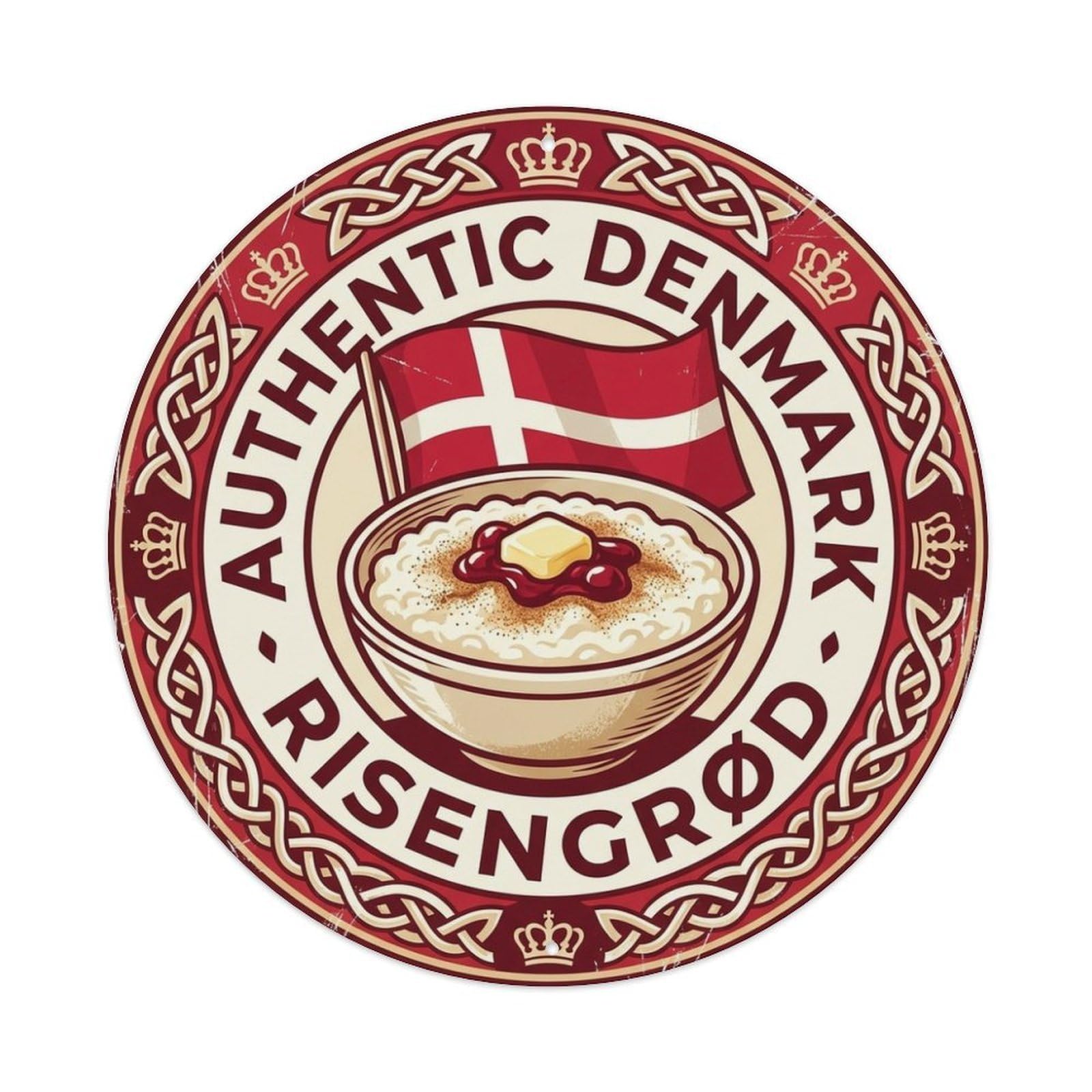 Olhnbad Style Denmark Travel Rice Pudding Dessert Cuisine Metal Tin Sign