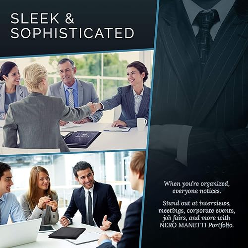 Miniatura 9 de NERO MANETTI - Carpeta de cuero para cartera - Soporte para bloc de notas para currículums bloc legal carpeta ejecutiva cuaderno profesional para