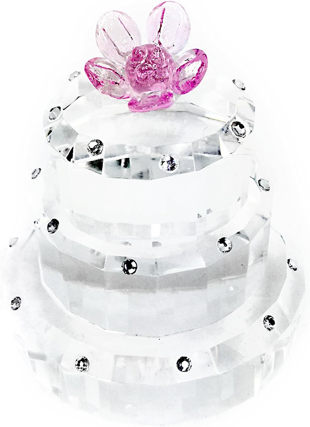 Simon Design Crystal 3 Tier Birthday Cake with Pink Flower.