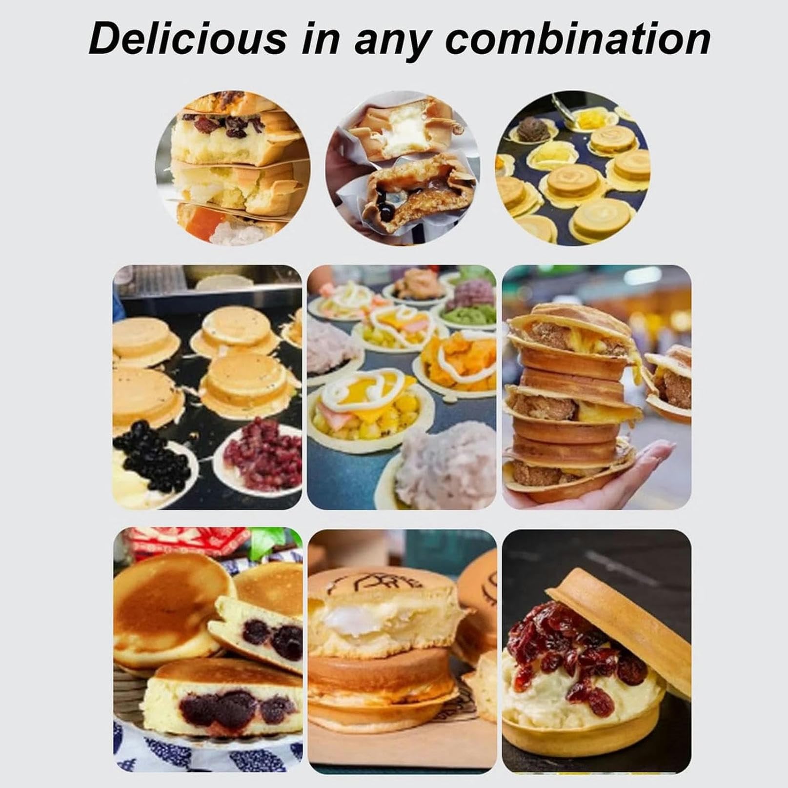 ERoomQ Red Bean Cake Machine,18 Hole Egg Burger Machine with Easy Clean Non Stick Coating & Cool Touch Handles,for Cooking Healthy Fried