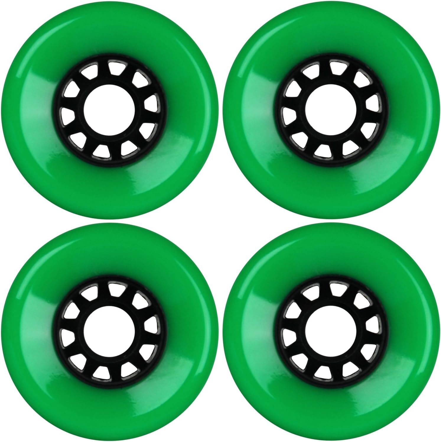 KSS Longboard Cruiser Smooth Spider Hub 78A Wheel Set, Green, 76mm