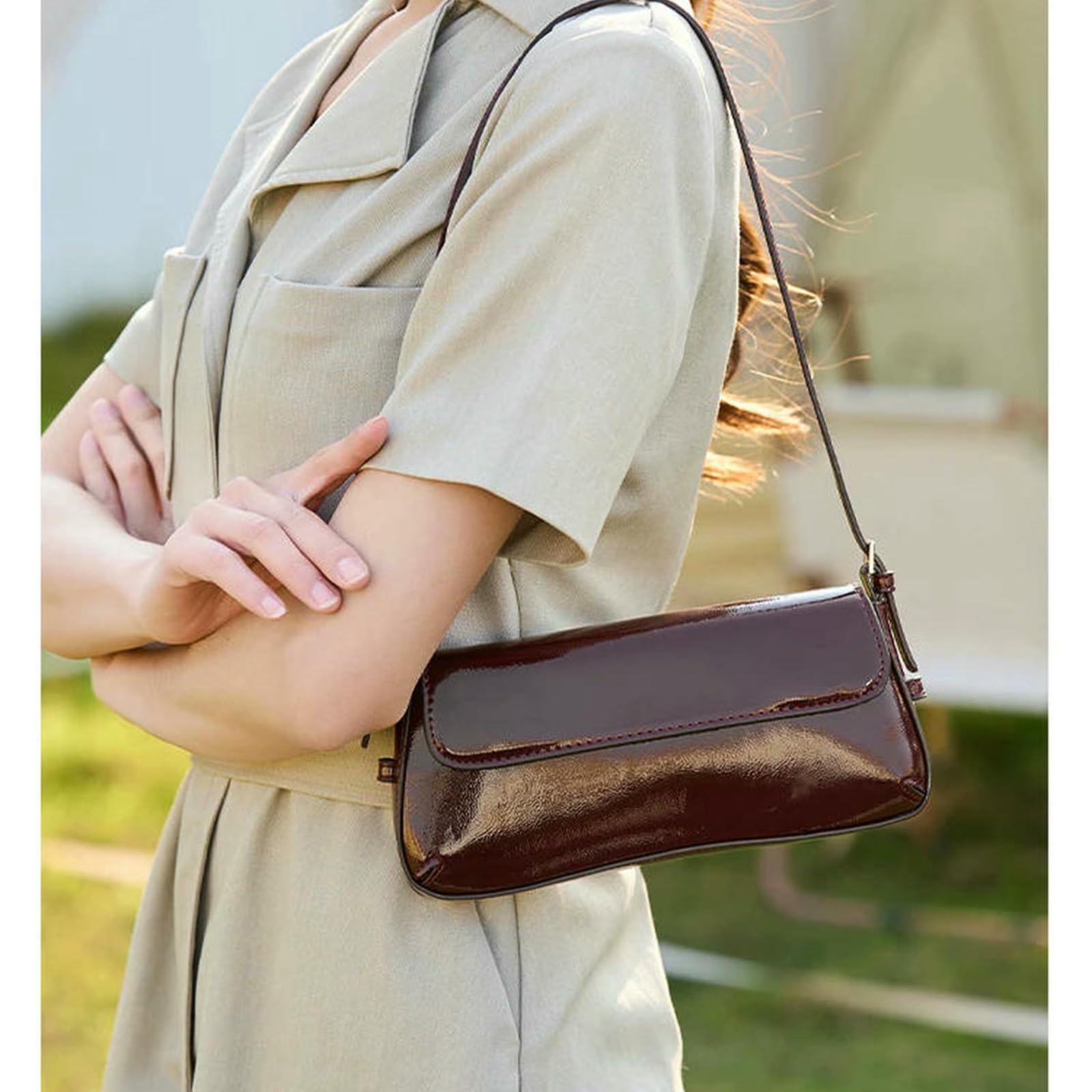 Borsa Donna A Spalla delle Donne Ascelle Brevetto per Le Donne-s2116-winered