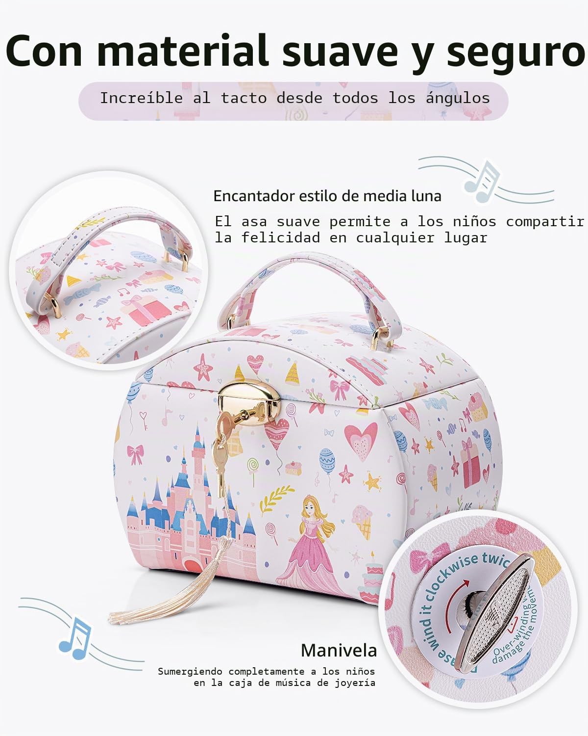 VLANDO Caja de música joyero para niñas con cajones, regalo cumpleaños 6-8 años, bailarina cuero melodía canon