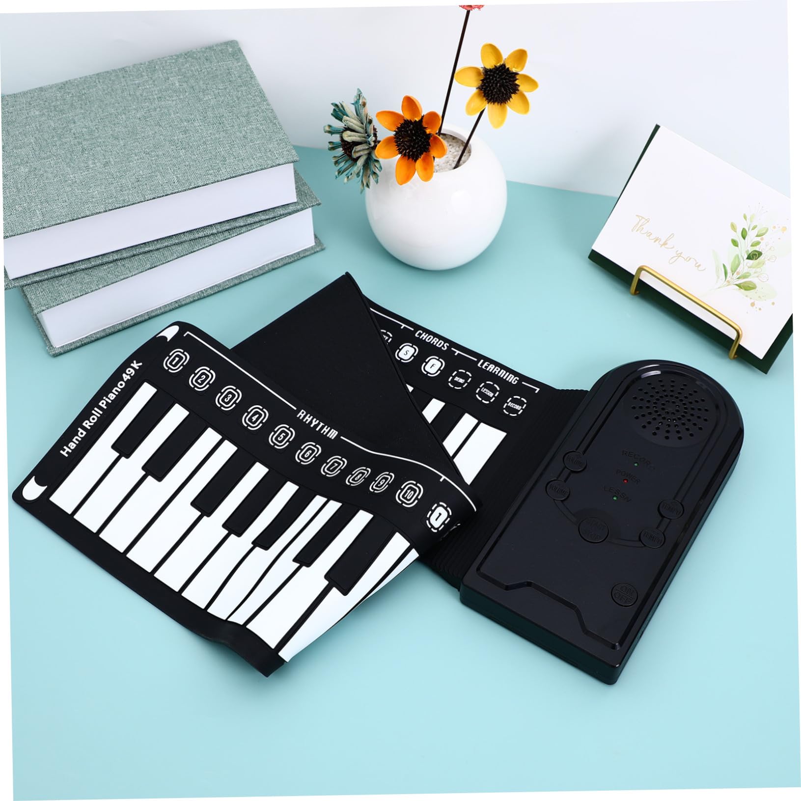 Pianoforte Digitale Portatile a 49 Tasti in Silicone Funzione di Registrazione e Riproduzione, Tastiera Pieghevole e Cavo USB per Principianti e Ragazzo Ragazza