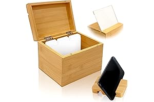 Stunning Wooden Recipe Box With 12 Dividers & 6 Recipe Divider Cards