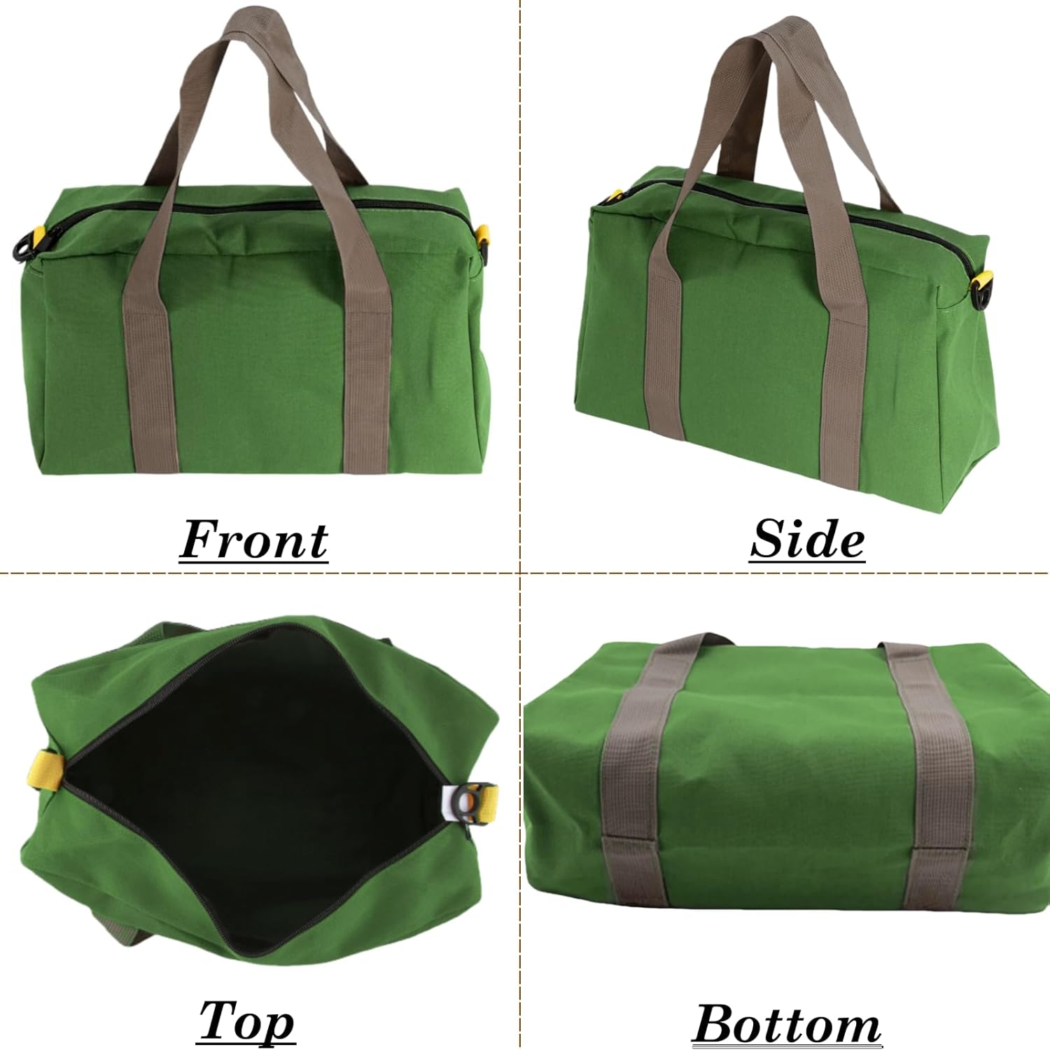 Canvas Wide Mouth Tool Bag, Large Capacity Tool Bags for Men, Portable Home Tool Organizer for Storage Handbag for Screwdrivers, Wrench, Plier, Nails, Pliers Repair Hand Tools (Green-16 Inch)