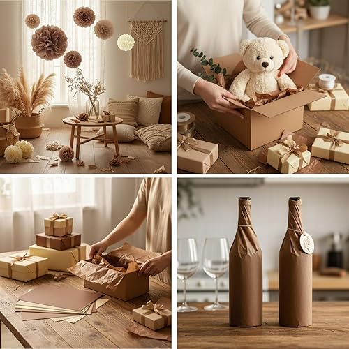 Miniatura 3 de Qilery 500 hojas de papel de seda marrón kraft a granel de 15 x 20 pulgadas, sin ácidos, papel de regalo para regalo de cumpleaños de Navidad, boda,