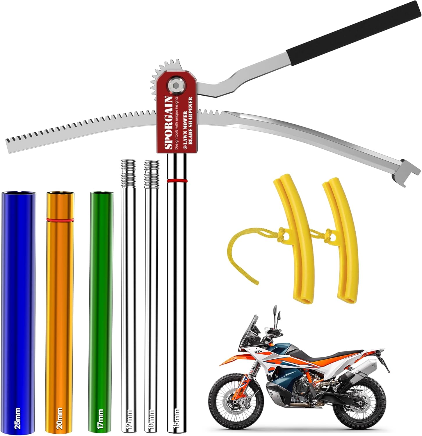Dirt Bike Tire Changing Kit Heavy-Duty Portable Tire Mounting Tools for 16 to 21 Inch Wheels Fits 10 to 25mm Axles Enduro and Motocross Tire Changer Foldable Steel Construction Prevents Tube Pinching