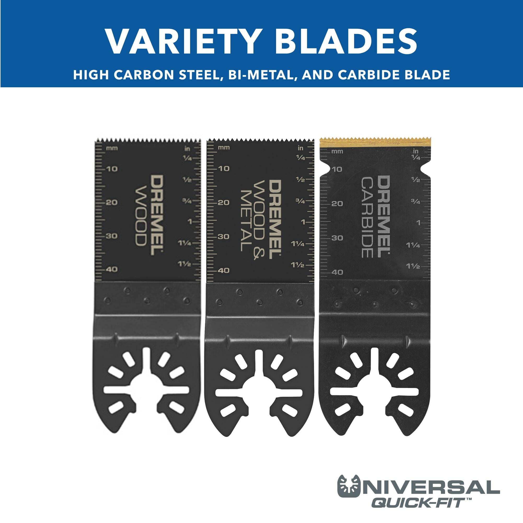 Dremel MM488B - Paquete variado de cuchillas oscilantes multiherramienta, hojas de sierra universales de corte empotrado