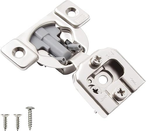 TOUCH Bisagras compactas para gabinete (10 pares, 20 piezas) de cierre suave, marco frontal de 34 pulgadas superposición, bisagra oculta para