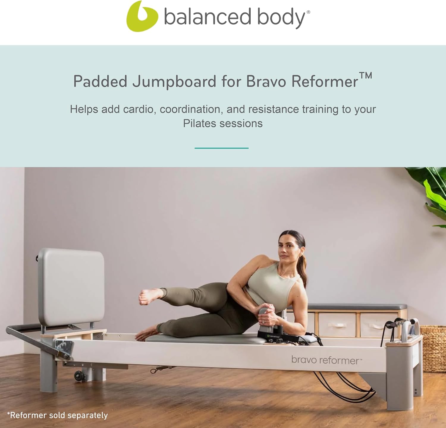Balanced Body Padded Jumpboard, Pilates Reformer Accessory, Home and Studio Pilates Equipment, Workout Equipment for Pilates Reformer, Home Gym or Studio Exercise Equipment