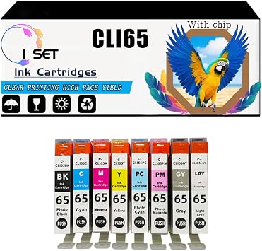 Compatible for Canon PIXMA PRO-200S Printers, CLI65 Ink Cartridges, High-Yield 900 Pages, Strong Print Clarity 1 Set
