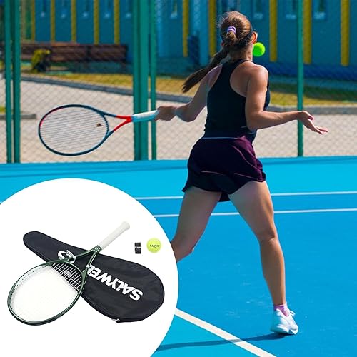 Miniatura 3 de Raqueta de tenis de entrenamiento antideslizante para hombres y mujeres con bolsa raqueta de tenis para competición de juegos, jardín recreativo