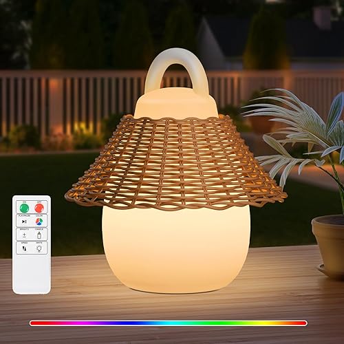 Miniatura 9 de Faroles para exteriores, linterna de campamento recargable con impermeabilidad IP44, funciona con pilas, lámpara de mesa inalámbrica portátil con