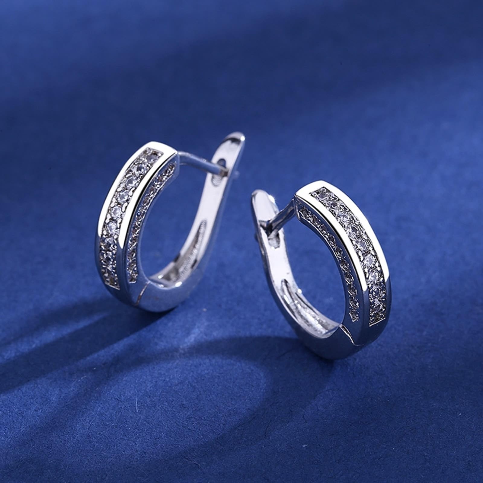 AMDXD Orecchini da donna in vero oro bianco 9 carati 375, classici orecchini a cerchio con moissanite, orecchini pendenti in oro 9 carati