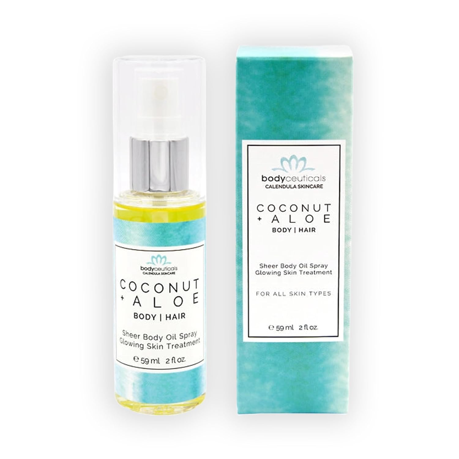 Coconut + Aloe Sheer Body Oil Spray – Lightweight Moisturizer for Hair & Body – Travel Size – All Skin Types 3.5 Fl Oz