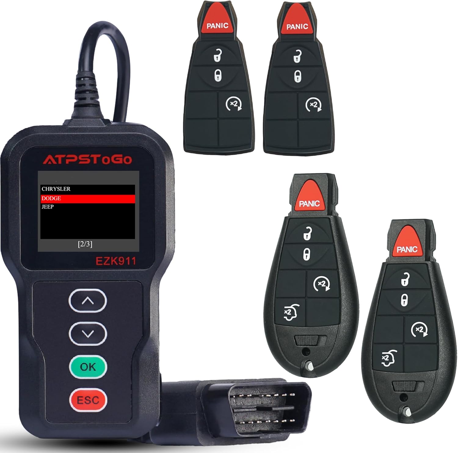 DIY Key Fob Replacement Kit Fits for Jeep Grand Cherokee Commander Dodge Ram Journey Caravan Chrysler 300 Keyless Entry Remote Control Replace M3N5WY783X with Interchangeable 4 Button
