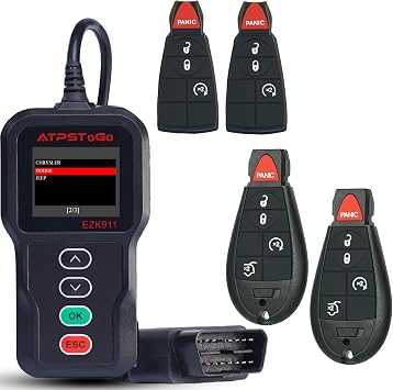 DIY Key Fob Replacement Kit Fits for Jeep Grand Cherokee Commander Dodge Ram Journey Caravan Chrysler 300 Keyless Entry Remote Control Replace M3N5WY783X with Interchangeable 4 Button