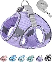 Petank No Pull Dog Harness & Leash Set for Small Medium Dogs - Breathable Step-in Vest, Reflective, Purple XS