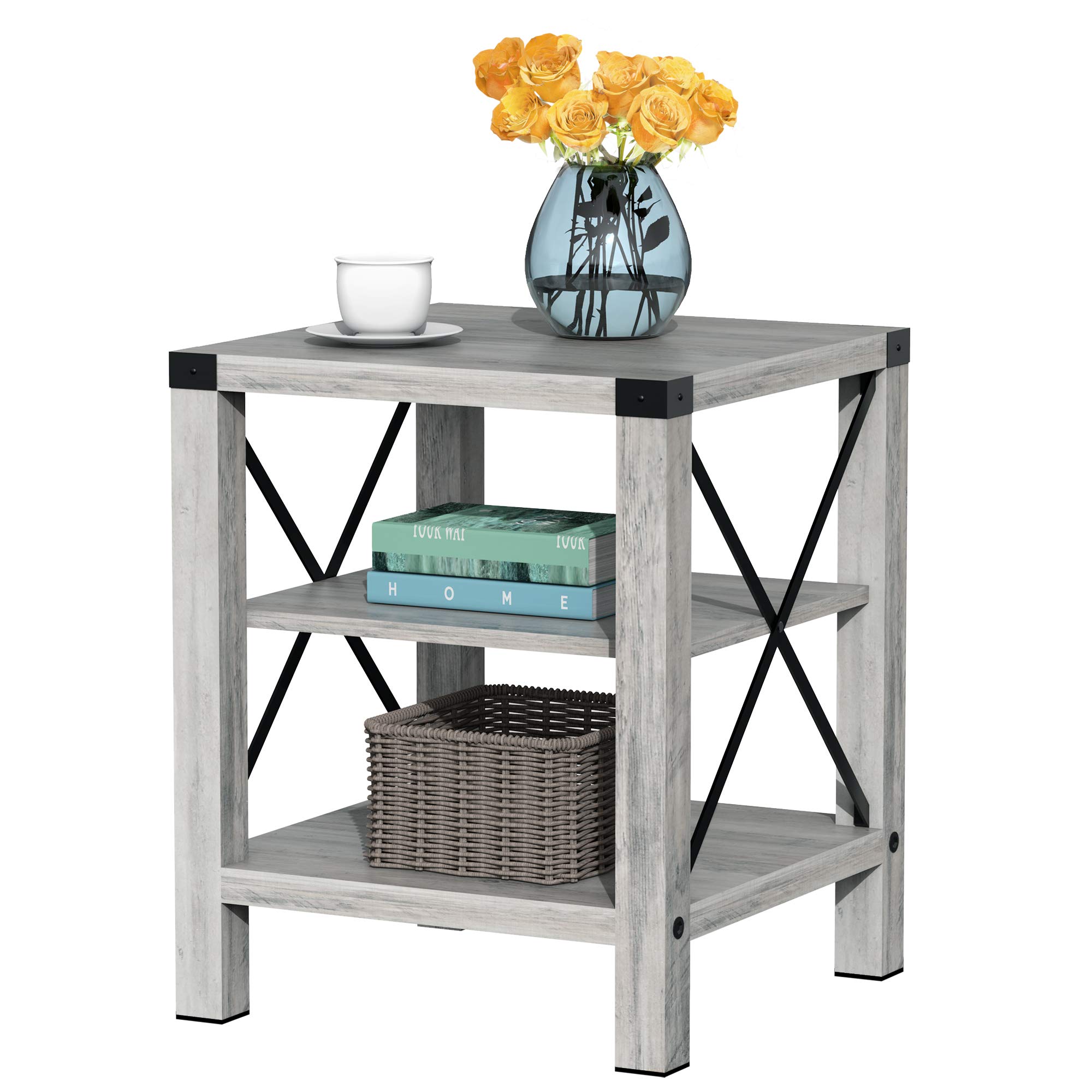 Idealhouse Rustic Coffee Table Farmhouse Accent Cocktail Table Storage ...