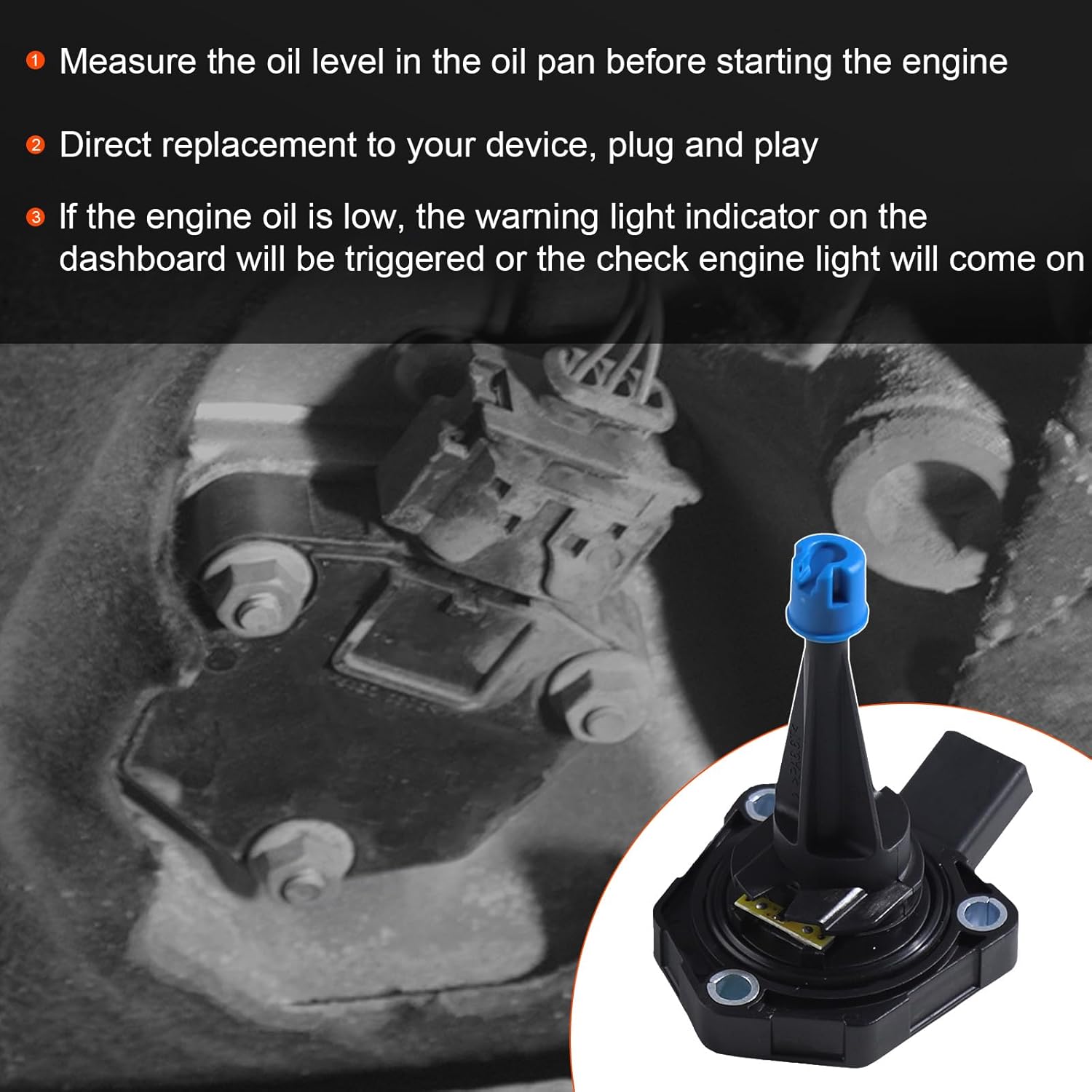 Engine Oil Level Sensor Compatible with Volkswagen Jetta 2016-2020, for Golf 2019, for Golf SportWagen 2019, 1.4L Replace FLS314, 04E907660C, V10721483, 013680071