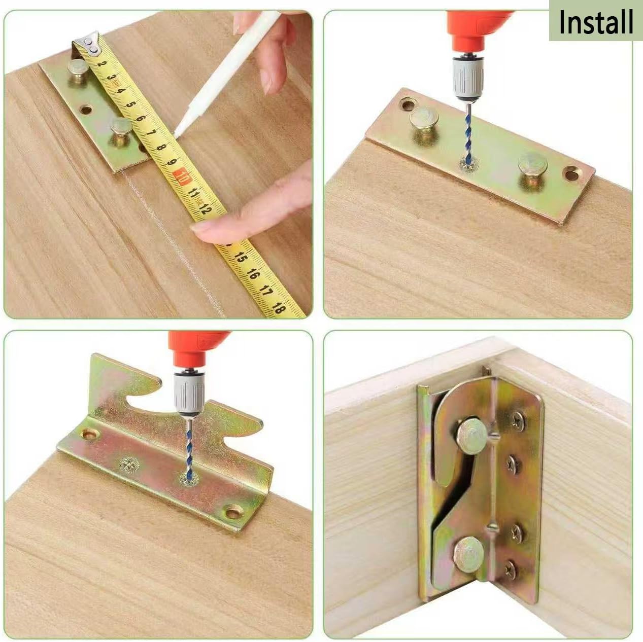 Bed Rail Brackets Set of 4 (Screws Included),Bed Fittings Wooden Bed Frame Hardware Connectors, Bed Frame Brackets for Headboards, Footboards