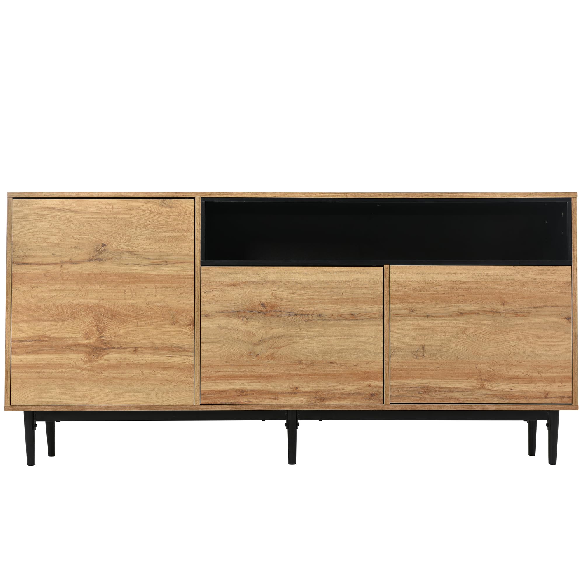 Casa & Arredamento - Aparador moderno de madera con tres puertas y estantes, montaje fácil, diseño que ahorra espacio, robusto y fiable, 160 x 35 x 76 cm