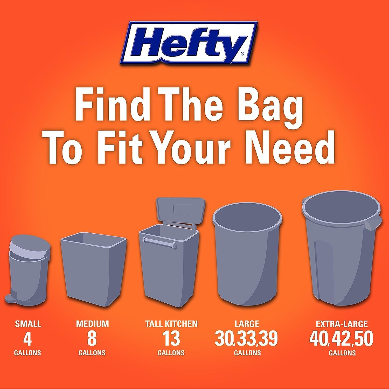 Hefty Ultra Strong Tall Kitchen Trash Bags, Lavender & Sweet Vanilla, 13 Gallon, 20 Count (Pack of 2)