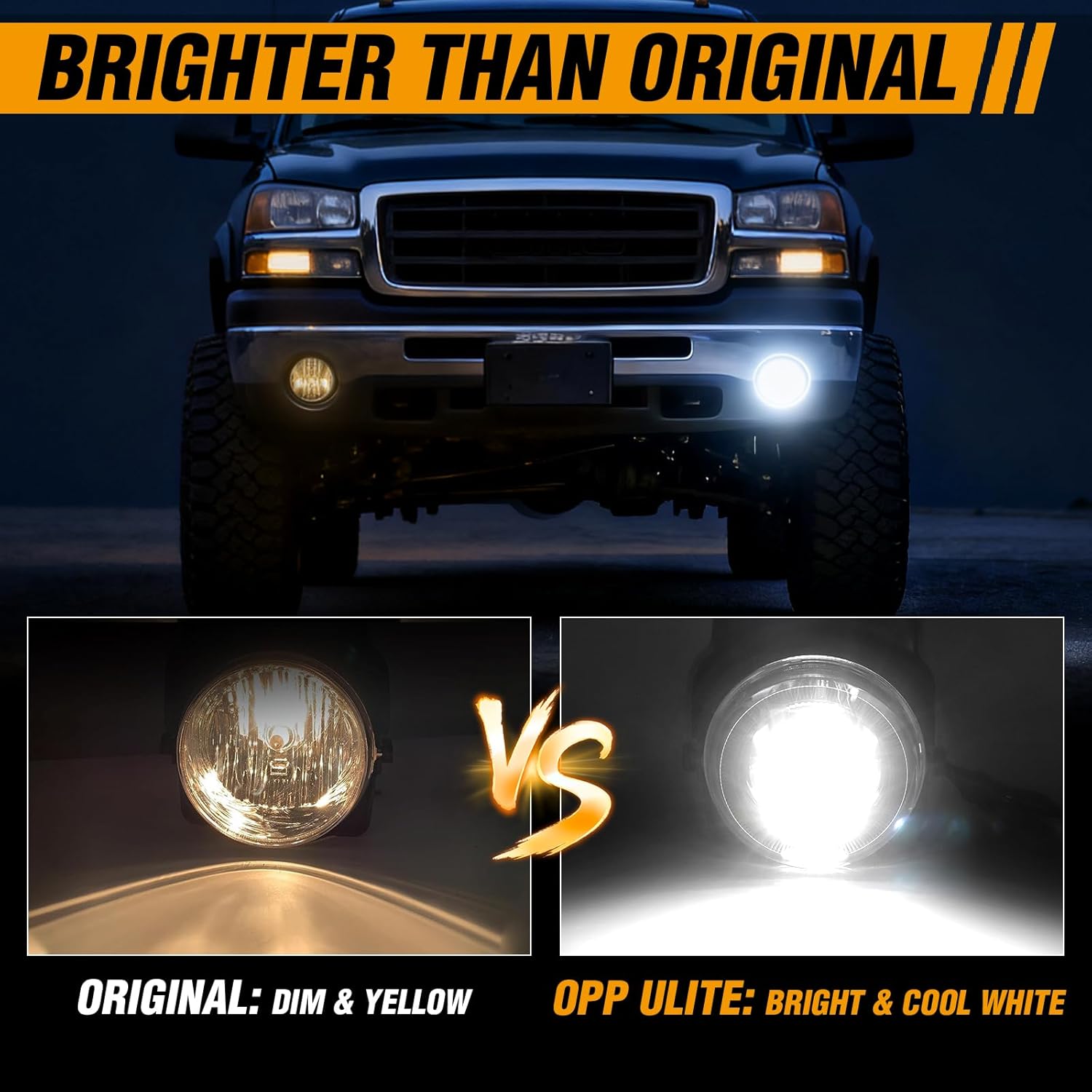 OPP ULITE Led Fog Lights for GMC Sierra 1500 2500 3500 2003-2006, Heavy Duty Pickup Bumper Plug N Play Driving Fog Light Replacement, 2PC Pack, Black