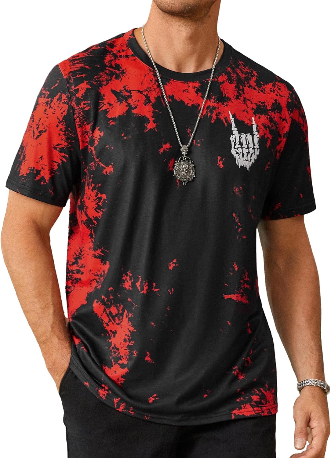 Hardaddy Men's Casual Tie Dye T-Shirts Short Sleeve Round Neck Graphic Tee Rock Band Tee Shirts
