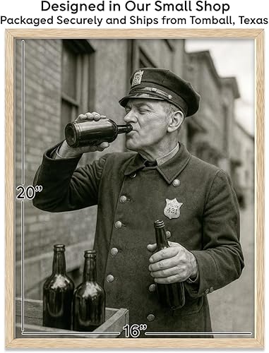 Miniatura 2 de To Serve, Protect, & Sample 16x20 Framed Poster  Speakeasy Vintage Bar Wall Art, Prohibition Era Cop Humor, Black & White Drinking Photo for Man