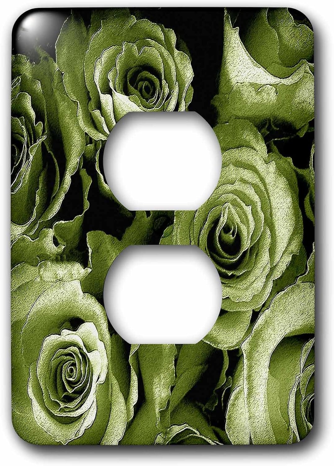 3dRose lsp_29868_6 Two Plug Outlet Cover with Close Up of Dreamy Pale Sage Green Rose Bouquet
